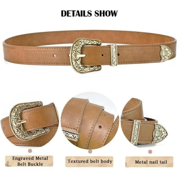 Western Belt, Cowboys Cowgirls Buckles Belts Camel - Picture 2 of 5